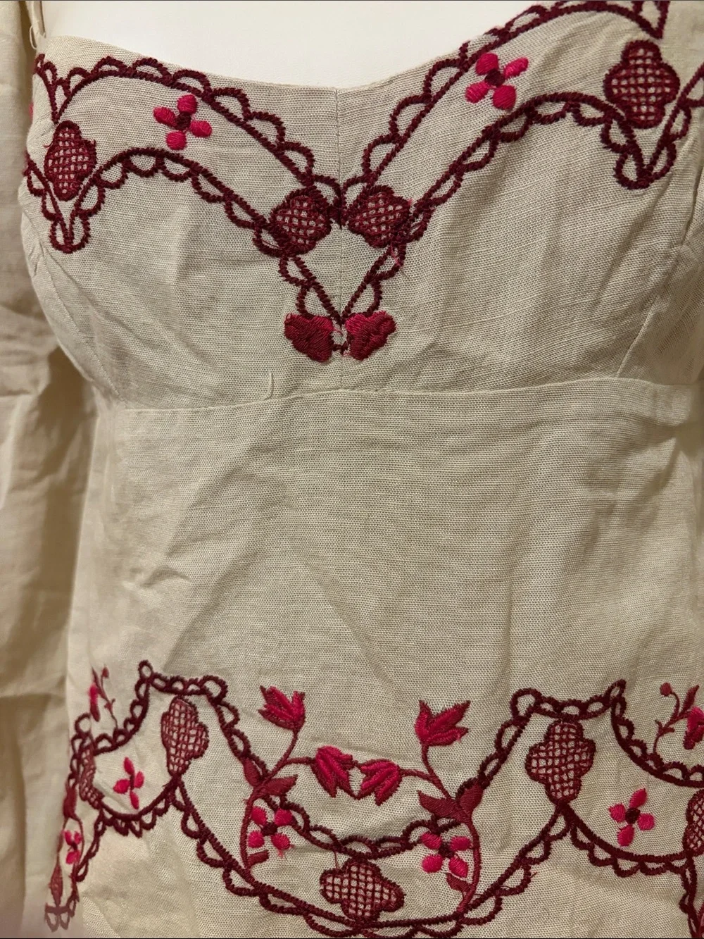 NWT Free People Bali Marlene Floral Embroidered Minidress in ‘Vintage Combo’